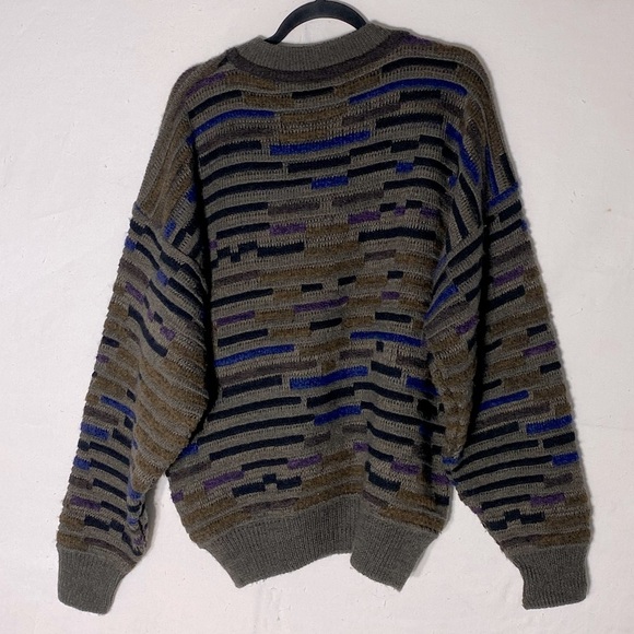 Vintage Mondo Textured Knit Wool Alpaca Blend Crew Neck Dad Sweater M - Picture 2 of 14